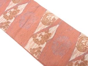 節紬　花丸文様織り出し　名古屋帯